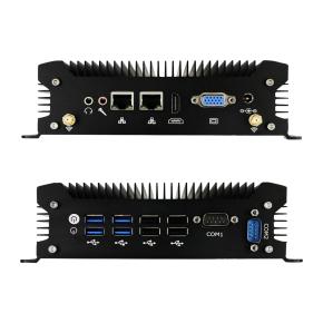 Fanless Industrial IOT PC i5-4278U 7278U i7-4578U i3-6457U Mini Project Desktop Linux Ubuntu Dual LAN Dual RS232 Serial Port  Banking Kiosk Digital Signage Embedded Computer